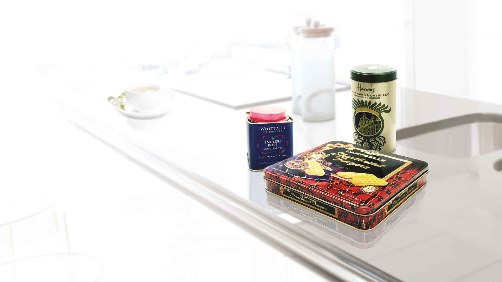 Biscuit tin packaging on table