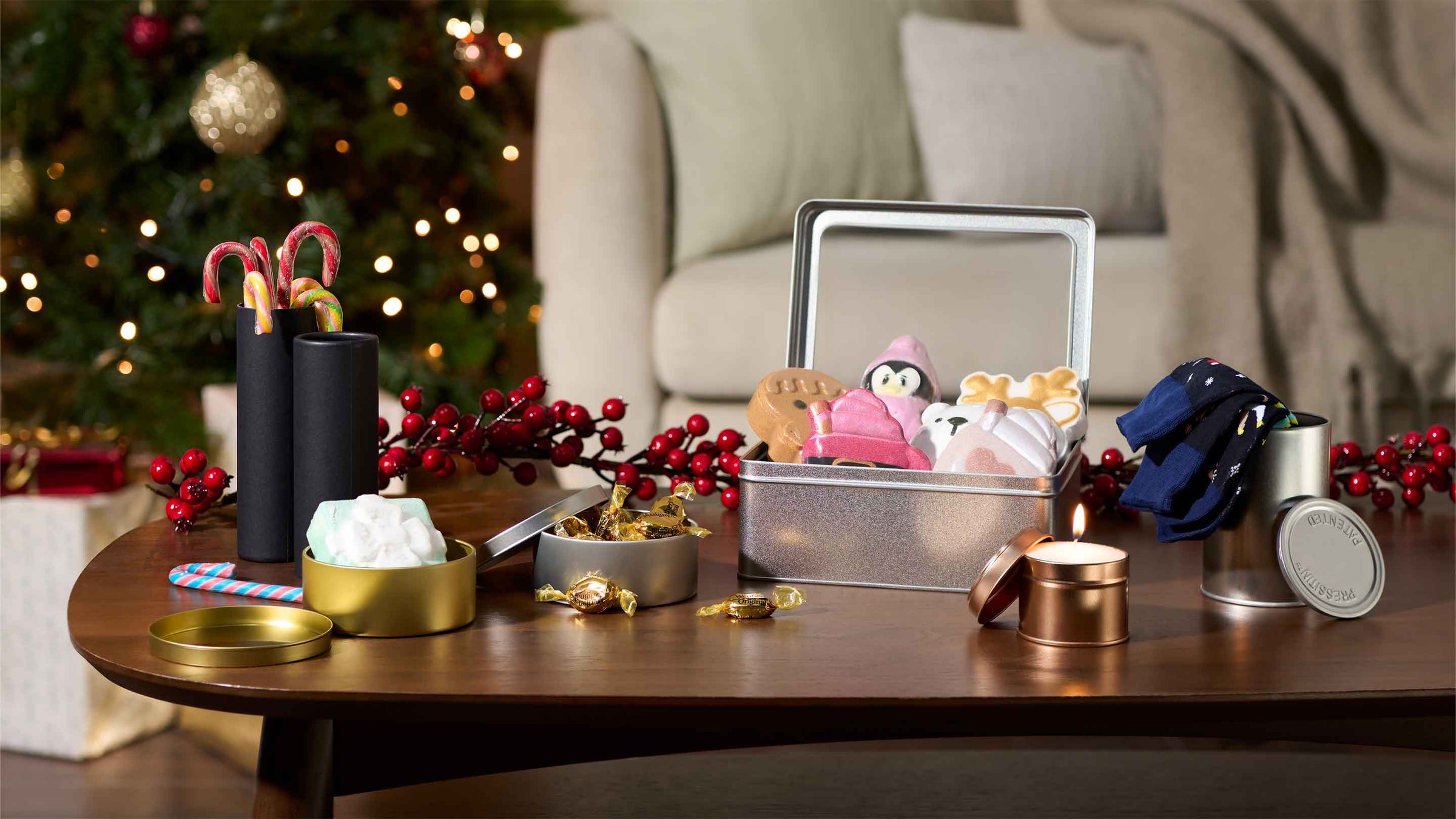Collection of packaging for festive products