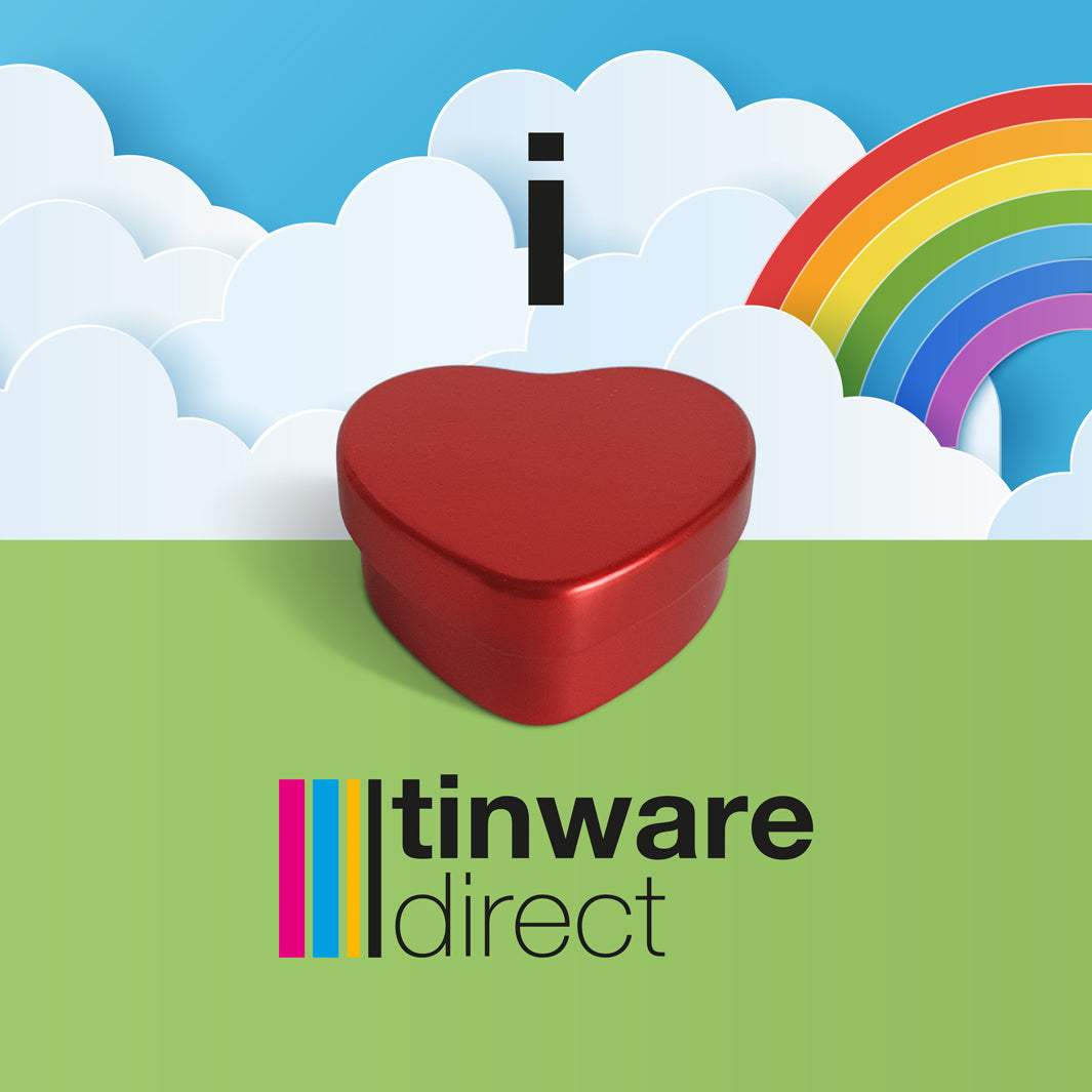 I love Tinware Direct image with a red tin forming the heart in love.