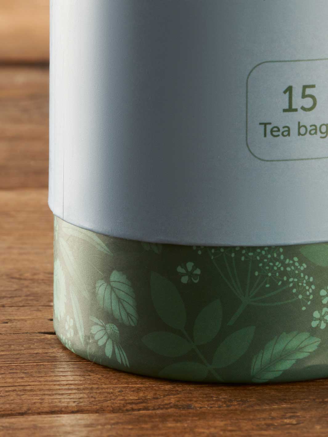 A telescopic cardboard tube packaging for tea bags.