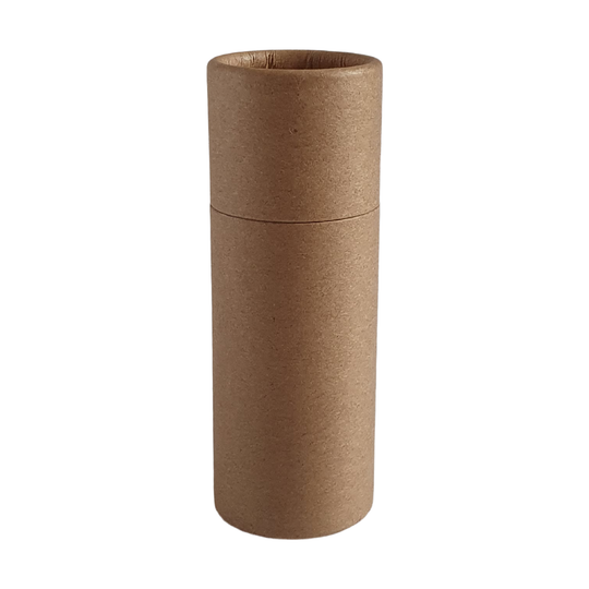 A brown cardboard tube with push up base and internal water resistant lining