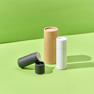 Water-Resistant Lined Push-Up Base Cardboard Tubes in Black, White and Brown Kraft