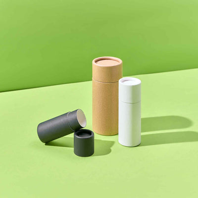 Water-Resistant Lined Push-Up Base Cardboard Tubes in Black, White and Brown Kraft