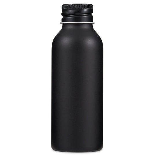 Aluminium Screw Lid Bottle for product code T9956. The tin is black with a screw lid.
