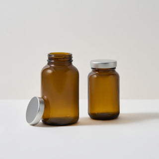 Amber Glass Supplement Bottles with Aluminium Lids
