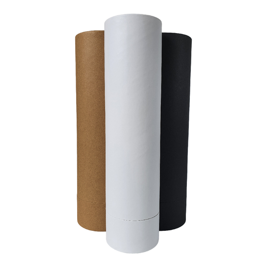 Cardboard tubes with tall lid in white, brown Kraft and black