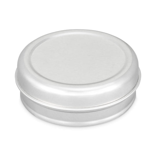 Silver lip balm tin with product code T0204.