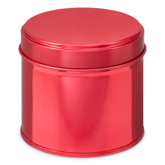 A red welded side seam tin with product code T0876.