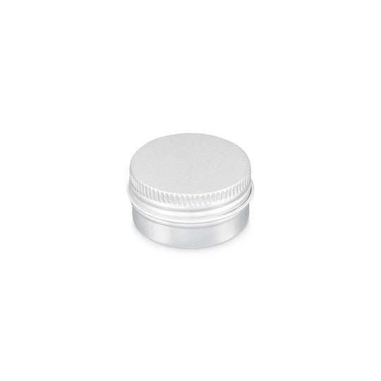 Round Aluminium Tin Container With EPE Lined Screw Lid In Silver Or Black