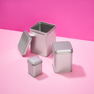 Tall Silver Square Tin with Stepped Slip Lid 73x73x98mm 350ml