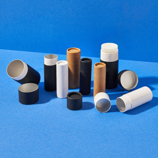 Water-resistant lined Push-up Base Cardboard Tubes in Black, White and Brown Kraft
