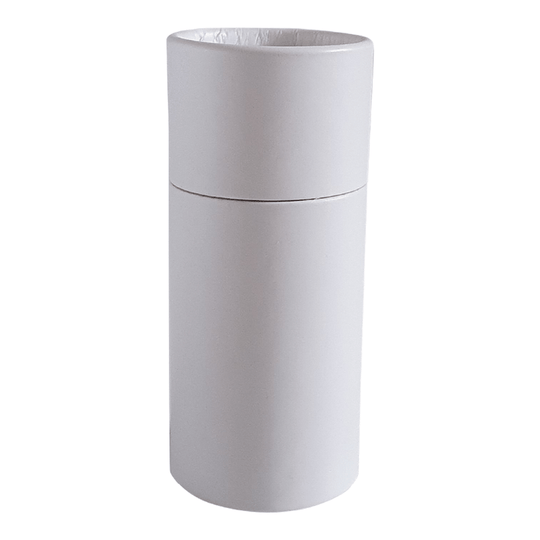 A white cardboard tube with push up base and internal water resistant lining with product code C938093W.