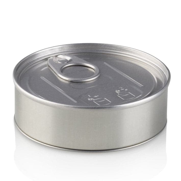 The smallest sized round Pressitin™ tin showing the opening ring pull for product code T0897.