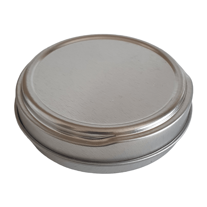 A seamless tin with push to open lid in silver with product code T0362.