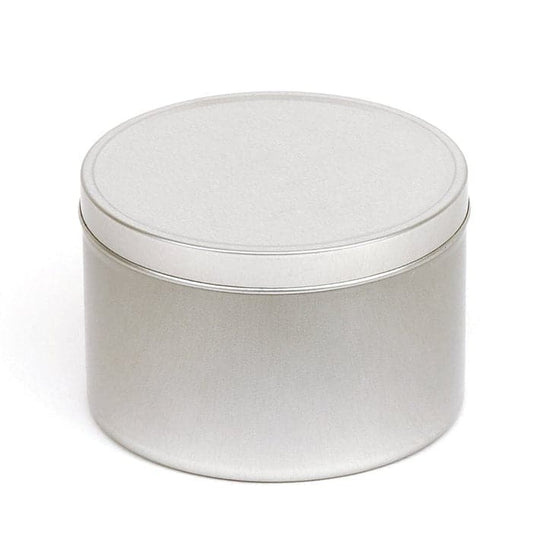 A round seamless slip lid tin in silver with product code T0708.