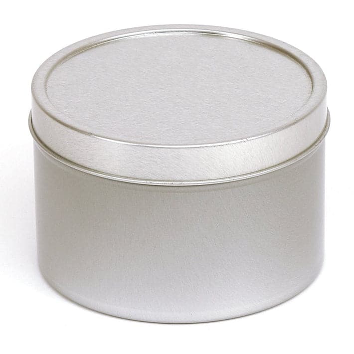 A round seamless slip lid tin in silver with product code T0709.