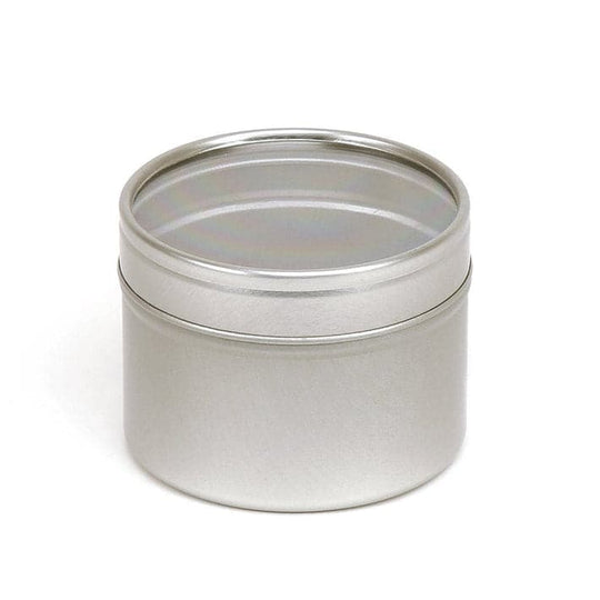 A round silver tin with a clear windowed slip lid with product code T0706W.