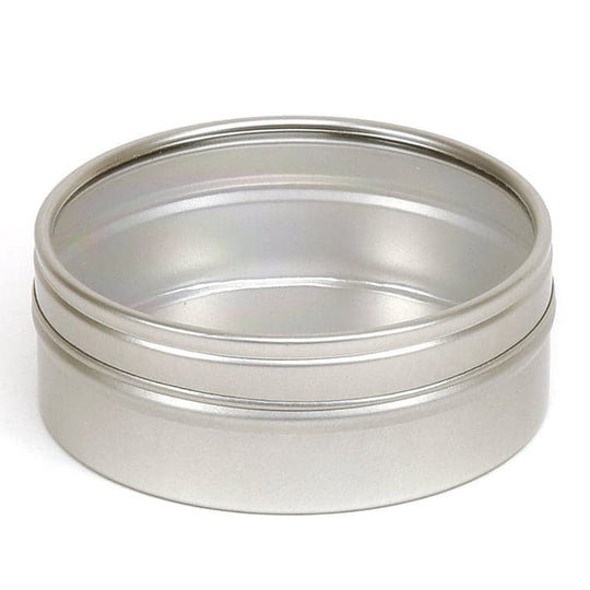 A round silver tin with a clear windowed slip lid with product code T0718W.