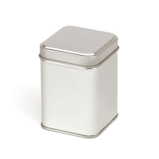 Square tin with slip lid in silver with product code T1020.