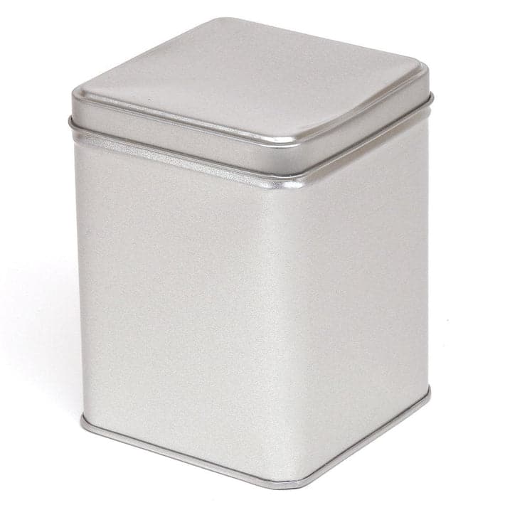 Square tin with slip lid in silver with product code T1040.